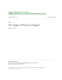 The Origins of Property in England Robert C