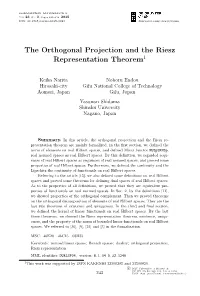 The Orthogonal Projection and the Riesz Representation Theorem1