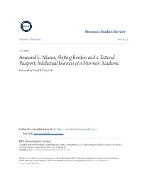 Armand L. Mauss, Shifting Borders and a Tattered Passport: Intellectual Journeys of a Mormon Academic Reviewed by David E