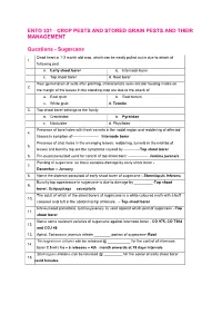 Ento 331 - Crop Pests and Stored Grain Pests and Their Management