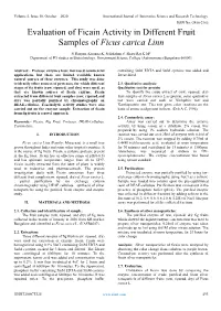 Evaluation of Ficain Activity in Different Fruit Samples of Ficus Carica Linn