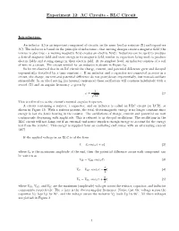 Experiment 12: AC Circuits - RLC Circuit