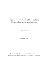 High-Level Synthesis of Control and Memory Intensive Applications
