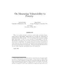 On Measuring Vulnerability to Poverty*