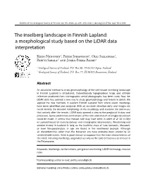 The Inselberg Landscape in Finnish Lapland: a Morphological Study Based on the Lidar Data Interpretation