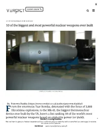10 of the Biggest and Most Powerful Nuclear Weapons Ever Built