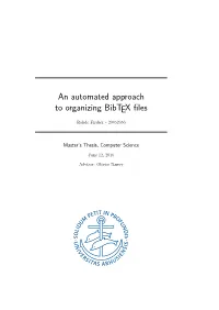 An Automated Approach to Organizing Bibtex Files