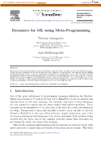 Dynamics for ML Using Meta-Programming