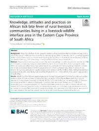 Knowledge, Attitudes and Practices on African Tick Bite Fever of Rural