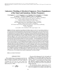 Laboratory Modeling of Aftershock Sequences: Stress Dependences of the Omori and Gutenberg–Richter Parameters V