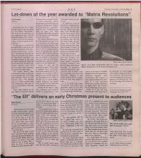 Let-Down of the Year Awarded to “Matrix Revolutions”