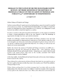 Message to the Nation by Dr the Honourable Keith