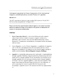 The OFT's Decision on Reference Under Section 33(1) Given on 19 July 2011