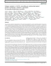 Unique Variants in CLCN3, Encoding an Endosomal Anion/Proton