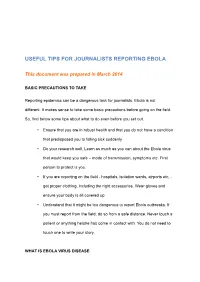 Useful Tips for Journalists Reporting Ebola