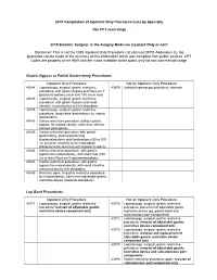2019 Compilation of Inpatient Only Procedure Lists by Specialty