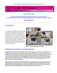 A. Introduction B. Magnification, Resolution, and Working Distance