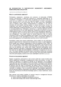 An Introduction to Participatory Biodiversity Assessment, Monitoring and Evaluation