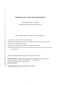 Animal Learning As a Source of Developmental Bias