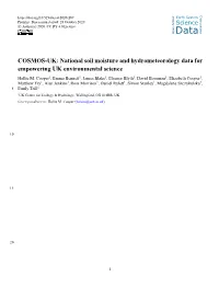 COSMOS-UK: National Soil Moisture and Hydrometeorology Data for Empowering UK Environmental Science Hollie M