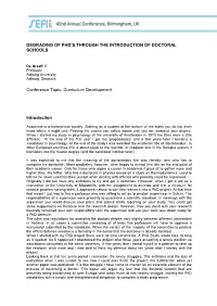 Degrading of Phd's Through the Introduction of Doctoral Schools