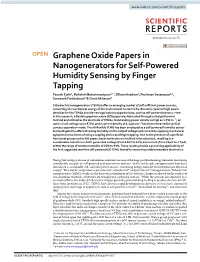 Graphene Oxide Papers in Nanogenerators for Self-Powered