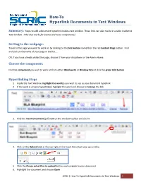 How to Hyperlink Documents in Text Windows
