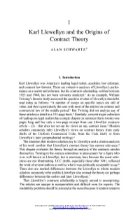 Karl Llewellyn and the Origins of Contract Theory