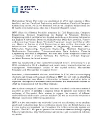 Metropolitan Tirana University Was Established in 2010 and Consists