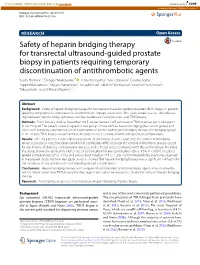 Safety of Heparin Bridging Therapy for Transrectal Ultrasound-Guided Prostate Biopsy in Patients Requiring Temporary Discontinua