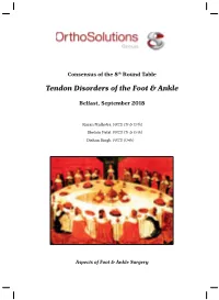 Tendon Disorders of the Foot & Ankle