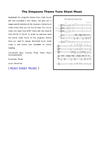 The Simpsons Theme Tune Sheet Music