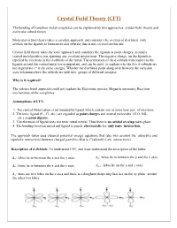 Crystal Field Theory (CFT)