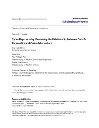 Cyber-Psychopathy: Examining the Relationship Between Dark E- Personality and Online Misconduct