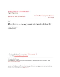Deepfreeze: a Management Interface for ISEAGE Nathan Lyle Karstens Iowa State University