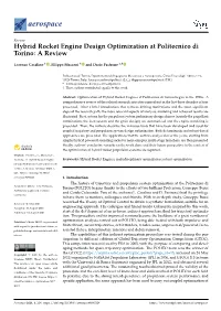Hybrid Rocket Engine Design Optimization at Politecnico Di Torino: a Review