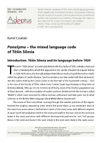 Ponašymu – the Mixed Language Code of Těšín Silesia
