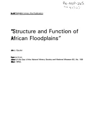 'Structure and Function of African Floodplains"