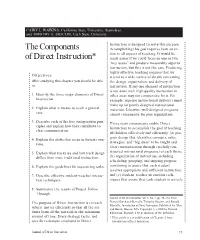 The Components of Direct Instruction*