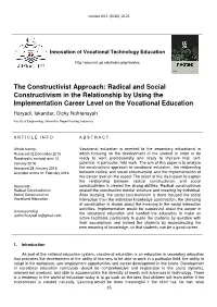 The Constructivist Approach: Radical and Social Constructivism In