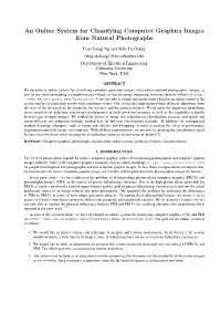 An Online System for Classifying Computer Graphics Images from Natural Photographs