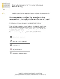 Communication Method for Manufacturing Services in a Cyber–Physical Manufacturing Cloud