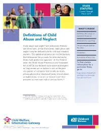 Definitions of Child Abuse and Neglect