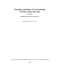 Principles and Rules of Transnational Civil Procedure Records ALI.04.030 Finding Aid Prepared by Jordon Steele