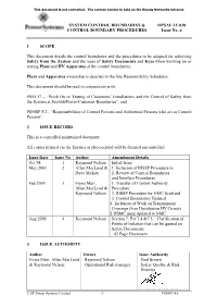 System Control Boundaries and Control Boundary Procedures