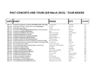 Tuur Moens Past Concerts Till March 2015