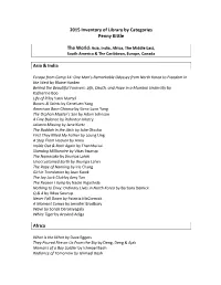 2015 Inventory of Library by Categories Penny Kittle