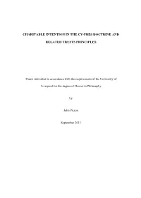 Charitable Intention in the Cy-Pres Doctrine and Related Trusts Principles
