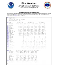 Fire Weather Area Forecast Matrices User’S Guide to Decoding the AFW