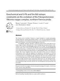 Geochemical and U-Pb and Sm-Nd Isotopic Constraints on the Evolution of the Paleoproterozoic Ylitornio Nappe Complex, Northern Fennoscandia